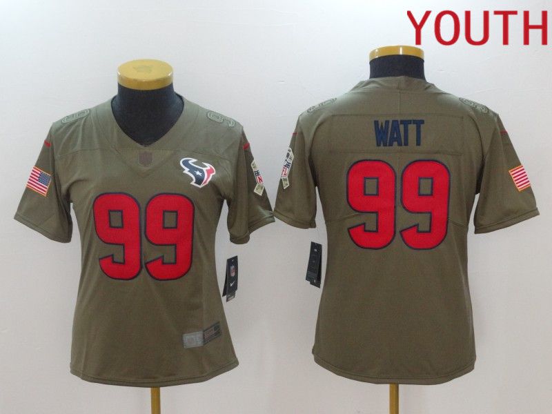 Youth Houston Texans 99 Watt Red Nike Olive Salute To Service Limited NFL Jersey
